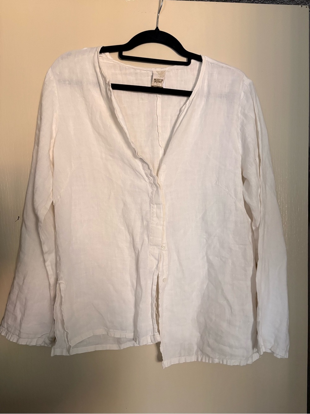 Vintage 100% White Linen Button-Front Women’s Top
